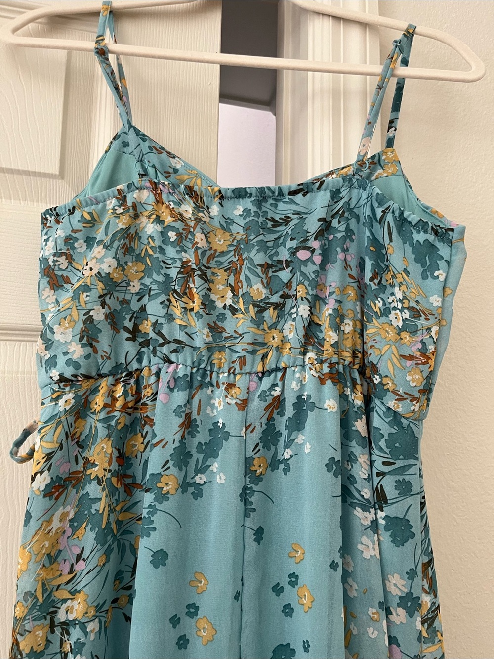 Lily Rose junior Aqua Floral High-Low Slip Dress size L - Picture 6 of 9